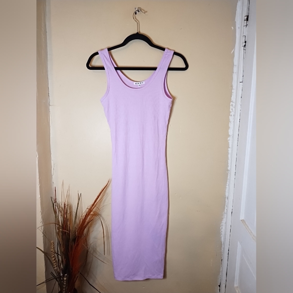 New Mix Women's Ribbed‎ Knit polyester Lilac Midi Dress Size Medium